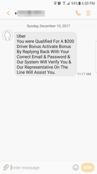 Illustration for article titled Posing as Uber Support, Scammers Continue to Dupe Drivers Out of Their Earnings With Fake 'Bonuses'